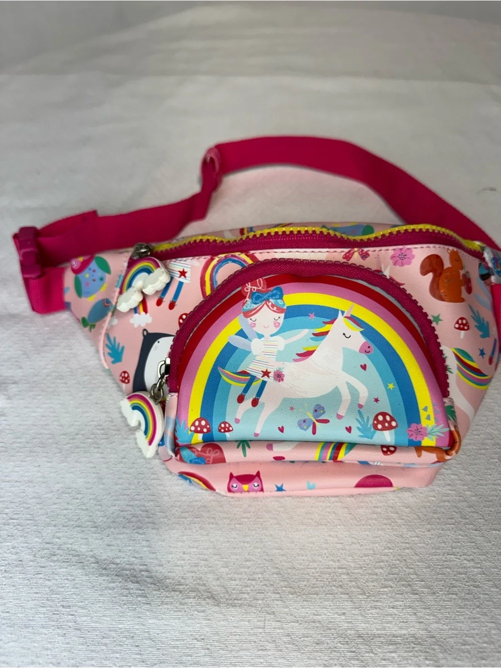 Kids Unicorn Rainbow Fanny Pack - Pink Floss and Rock.